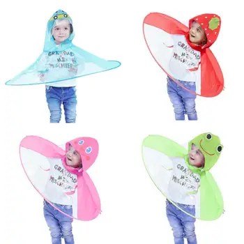 

Cute Raincoat Cartoon duck Kids Rain Coat UFO Children Umbrella Hat Magical Hands Free Tops Boys And Girls Windproof @10