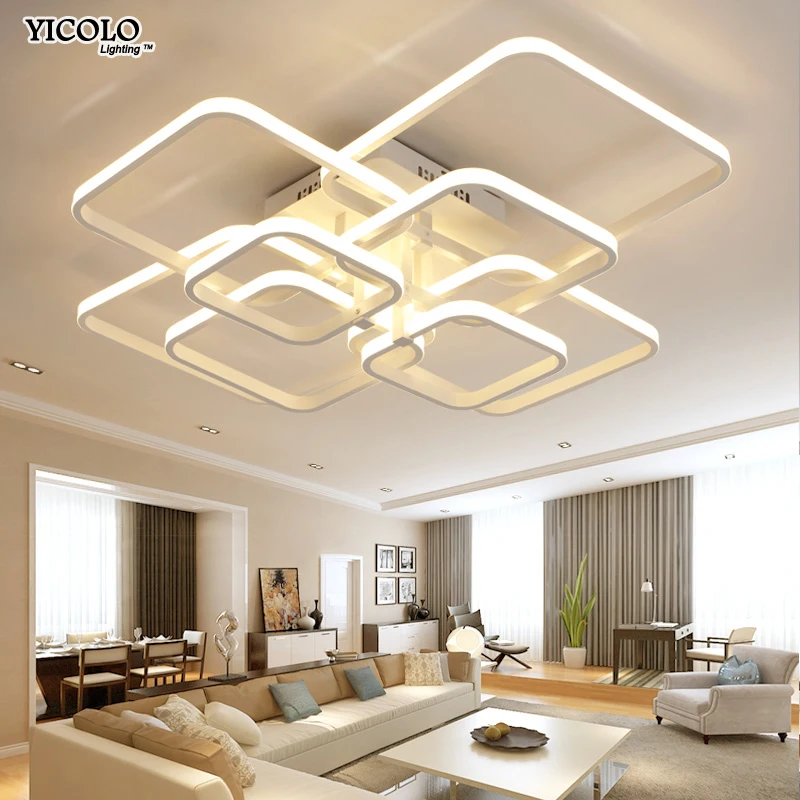 Candelabro led moderno con luces acrílicas de control remoto para sala de estar dormitorio hogar candelabro accesorios de techo envío gratis - 1