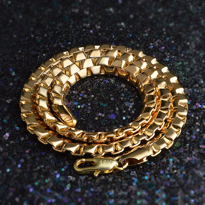 OMHXZJ, модные мужские вечерние свадебные подарки, золотая цепочка 8 мм, 18 К, Золотая цепочка, ожерелье NC150