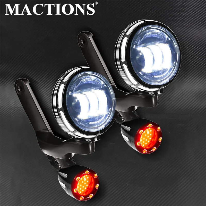 

Motorcycle Burst LED Auxiliary Lighting Bracket Turn Signals Light Red For Harley Touring Street Glide Electra Glide 1996-2013