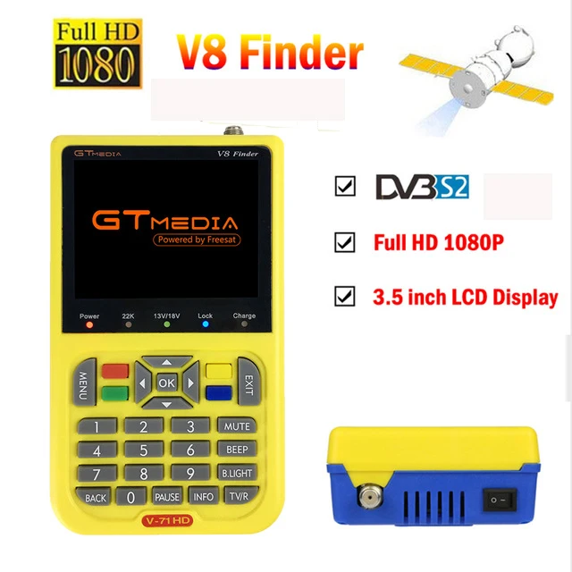 

GTMEDIA/Freesat V8 Finder HD DVB-S2 Digital Satellite Finder High Definition Sat Finder DVB S2 Satellite Meter Satfinder 1080P