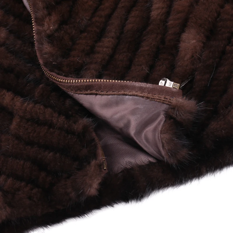 ZY81011 Ladies Real Knitted Mink Fur Full Sleeve With Hooded Fur Coat Jacket Winter Women Fur Coats Female Mink Fur Overcoat packable down jacket