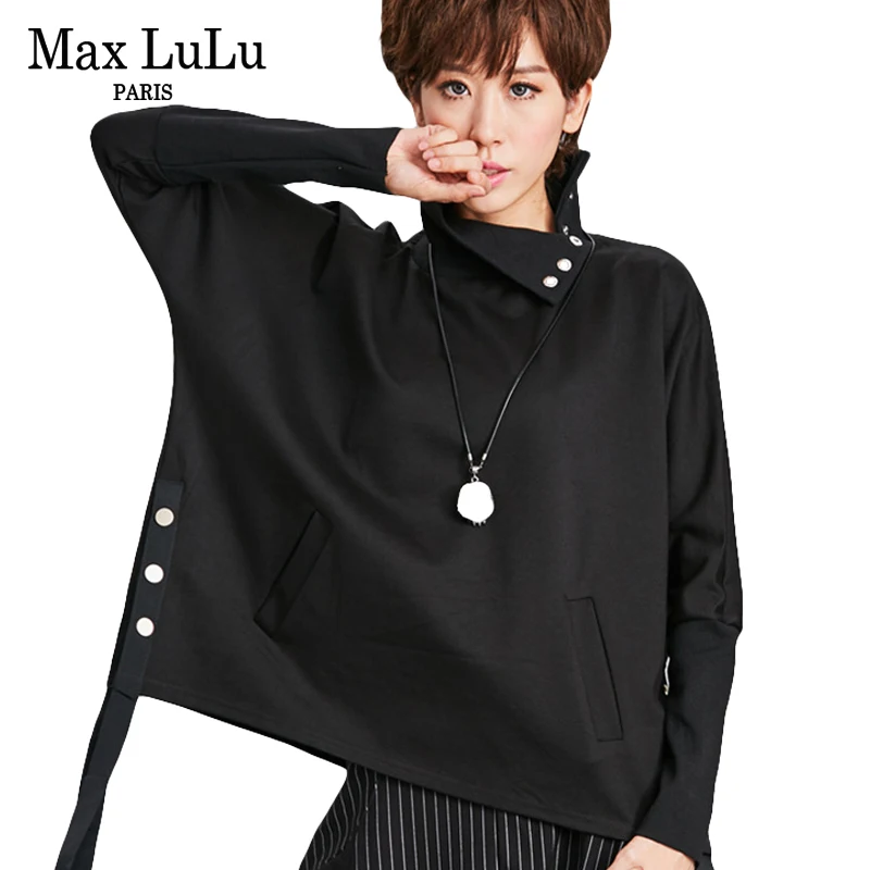 Max LuLu, Модный корейский бренд, для девушек, панк, короткий топ, тройники, Женская водолазка, футболки, осень, Bts, футболка, винтажная, женская, черная футболка