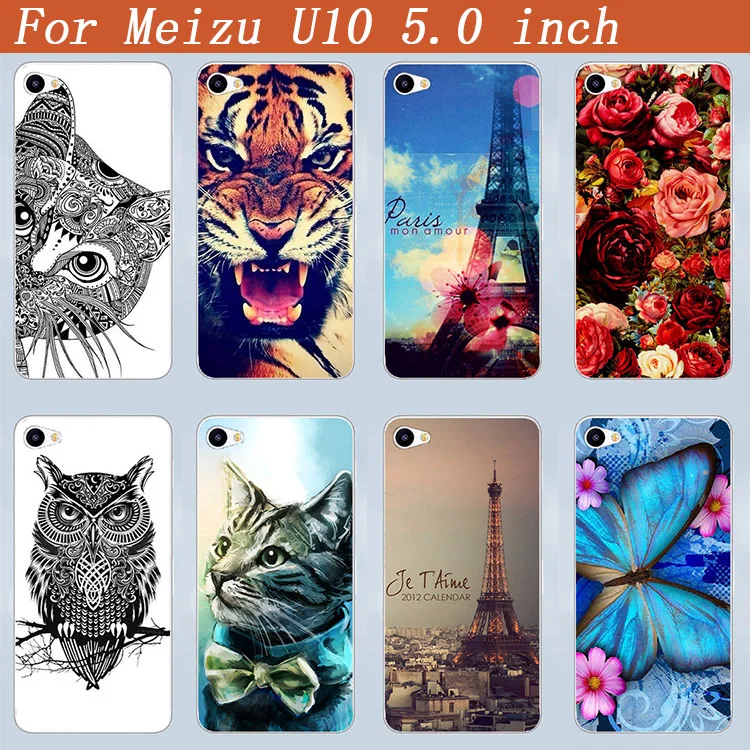 Для Meizu U10 u10 чехол Чехол Сделай Сам УФ картина цветной тигр филин Роза Жесткий ПК