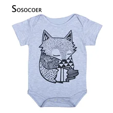 SOSOCOER/Новые летние комбинезоны для новорожденных мальчиков и девочек, животные из мультфильмов лиса, комбинезон с короткими рукавами для младенцев, детский комбинезон, одежда для малышей