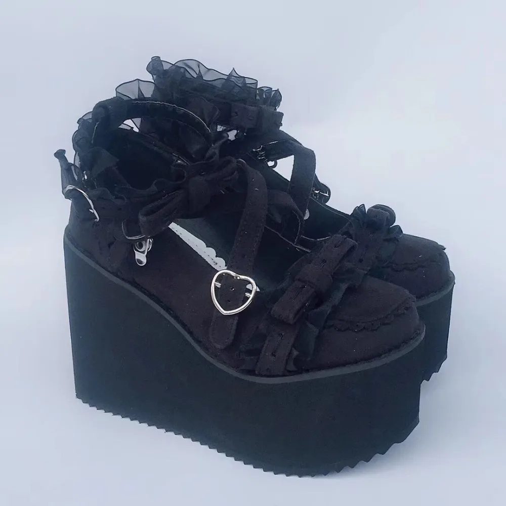 12cm-Wedge-Heel-Flock-Sweet-Lolita-High-Platform-Shoes-Lace-Ankle-Strap-Princess-Girls-Shoes-Custom-Tailor-Available-4