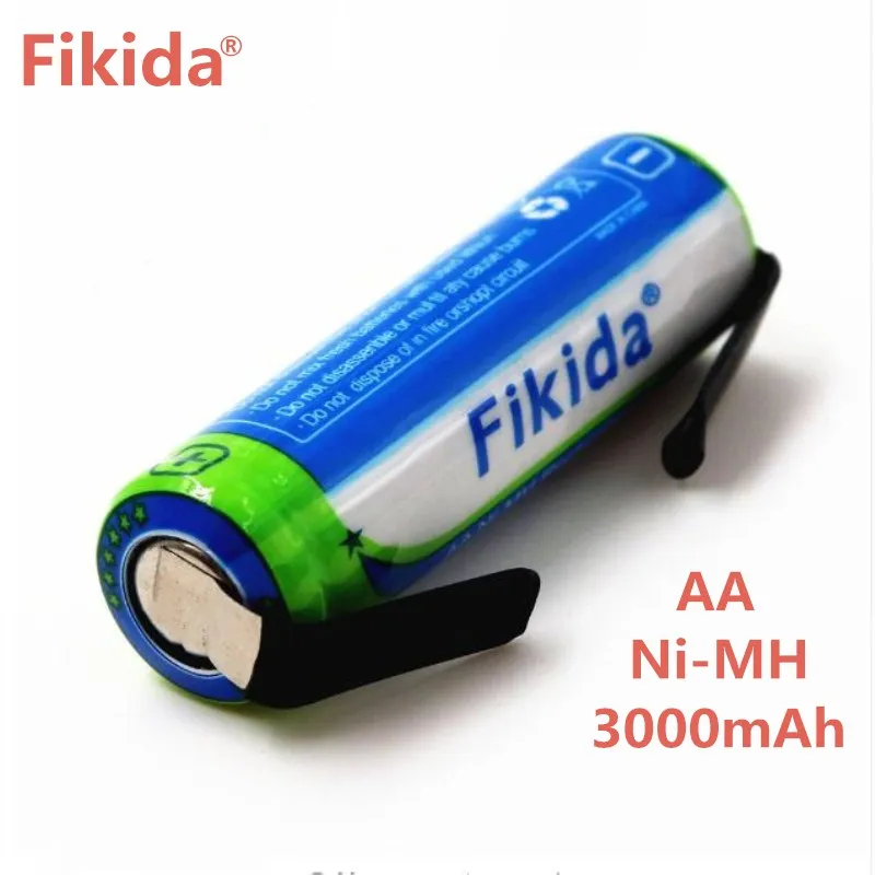 

Fikida 1.2V AA Rechargeable battery 3000mAh AA NI-MH cell pack with tabs pins for Braun electric shaver toothbrush+DIY Nickel