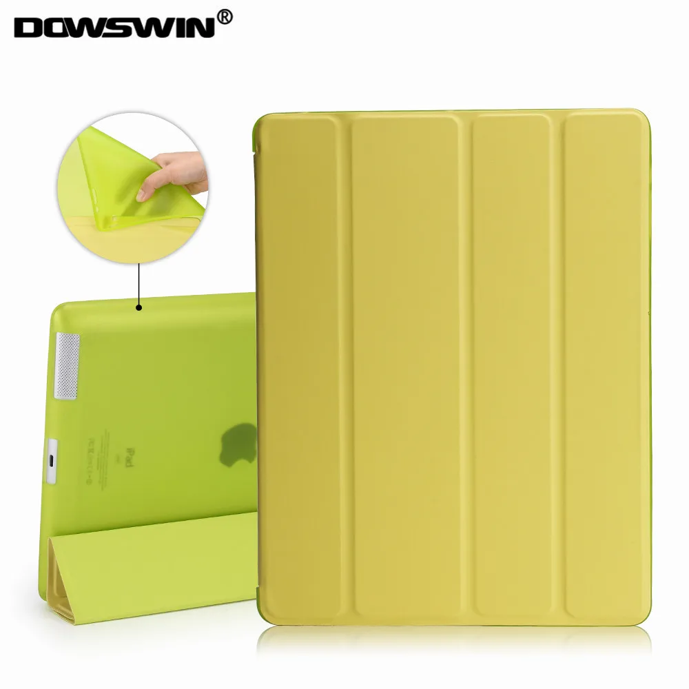 Чехол dousswin для ipad 2, 3, 4 из искусственной кожи Модный Магнитный 4-fold wake smart cover чехол tpu можно увидеть логотип мягкий для ipad 2/3/4 чехол s - Цвет: green for ipad 2 cas