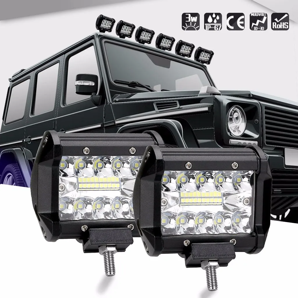 Car Accessories 60W 2Pcs 5 Inch LED Work Light Spotlight Off-road Driving Fog Lamp Truck Boat Auto Headlights 12V Led Light