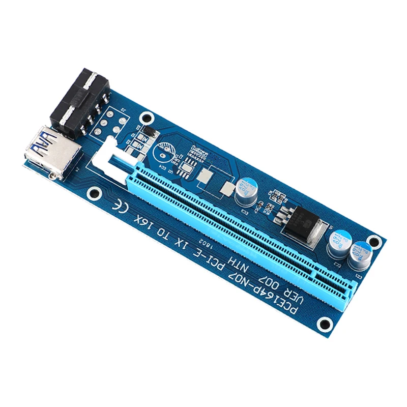 Райзер карта VER007 PCI E 0 6 м 1X до 16X + кабель USB 3 SATA от 15pin 4pin питания Molex для майнинга BTC