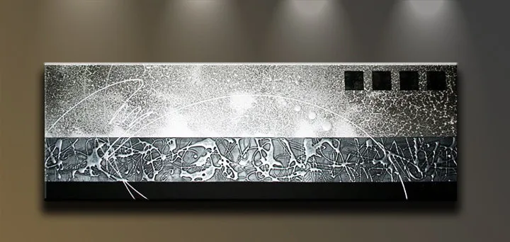 

Hand painted modern abstract oil painting black and white gray office bedroom living room hotel wall art canvas custom is accpet