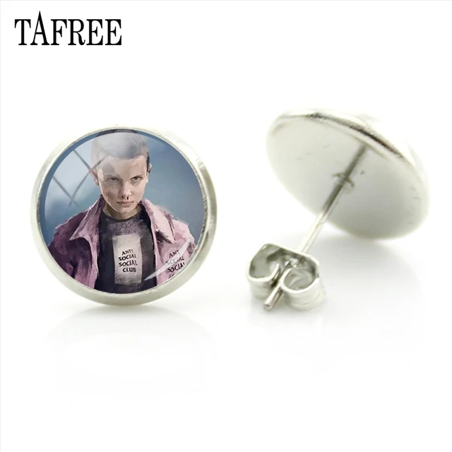 TAFREE Fashion Jewelry American Thriller TV Series Stranger Things Sliver Stud Earrings Women Party Decorations Earrings QF118 QF133