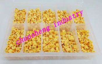 

1000pcs/box EC-0 0.75mm2 10 different number 0-9 cable marker yellow color set
