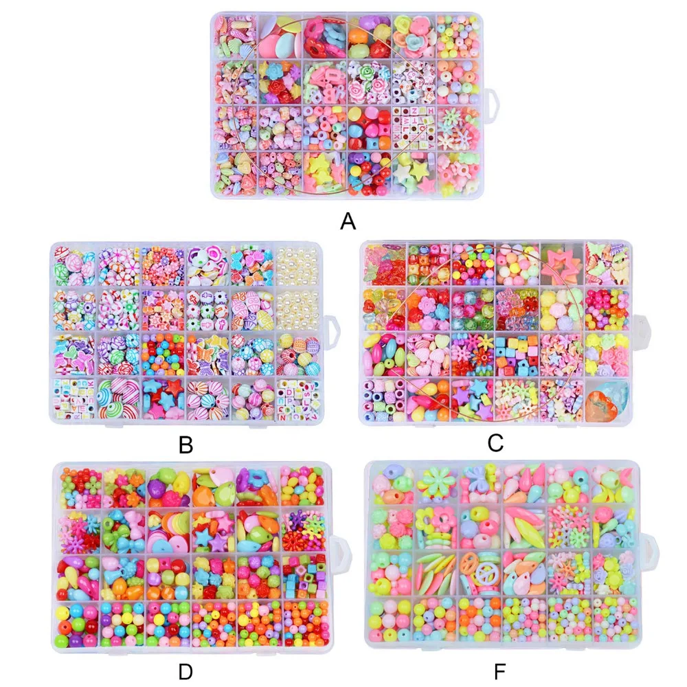 Enfants 550 pièces coloré acrylique perles Kit filles bricolage enfilage perles tissage Bracelet collier fabrication de bijoux perles jouets