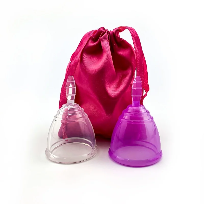 Transparent purple 2 шт., Менструальный коллектор, менструальная чашка, медицинская силиконовая чашка для менструалей, Силиконовая медицинская чашка для женщин - Цвет: Transparent purple
