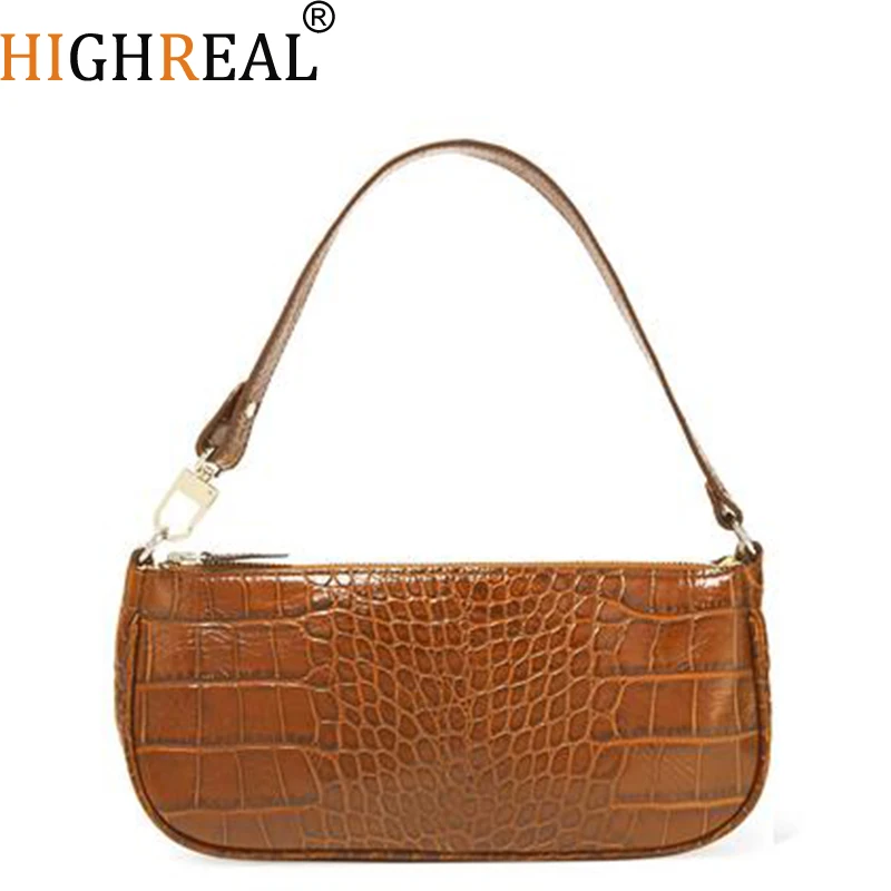 Baguette Bag Animal Print Alligator Pattern Leather Bag Handbag Women Retro Vintage Small Party ...