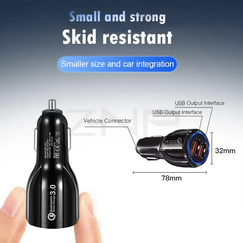 ZNP سيارة شاحن يو اس بي سريعة تهمة 3.0 2.0 الهاتف المحمول شاحن 2 منفذ USB سريع سيارة شاحن آيفون سامسونج اللوحي سيارة- شاحن ZNP سيارة شاحن يو اس بي سريعة تهمة 3.0 2.0 الهاتف المحمول شاحن 2 منفذ USB سريع سيارة شاحن آيفون سامسونج اللوحي سيارة- شاحن