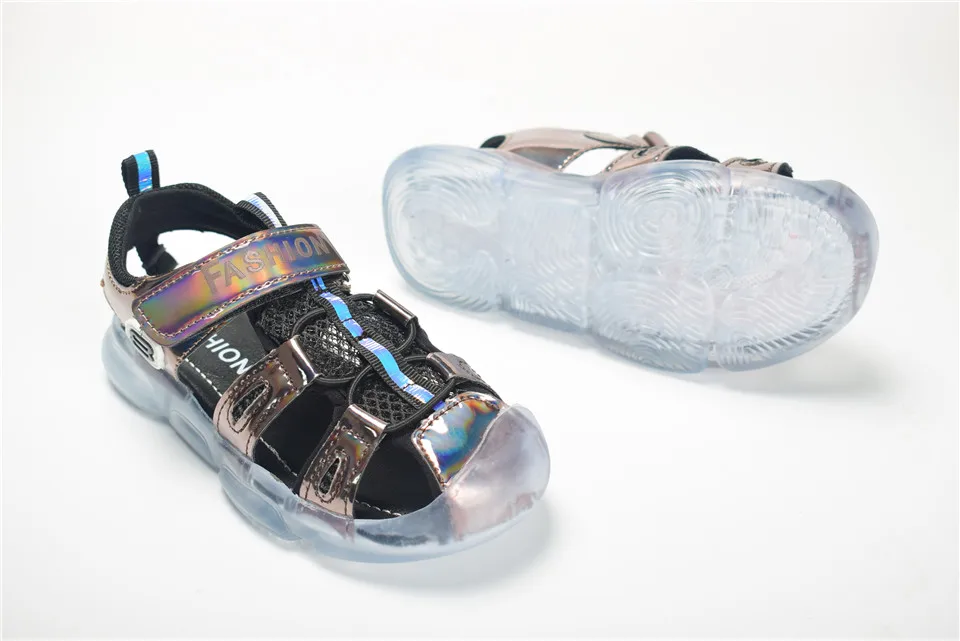 Г. летняя детская обувь удобные мягкие детские сандалии для мальчиков и девочек, Пляжная нескользящая обувь прозрачные детские блестящие сандалии