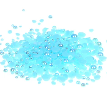

1.5-10mm Aquamarine AB Resin Half Round Craft ABS Imitation Pearls Scrapbook Beads For 3D Nails Art Backpack Design Decorations