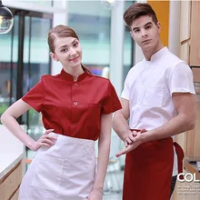 (5 get 10% off, 10 get apron)Classy man/woman chef wear chef uniform chef clothes short sleeve restaurant hotel kitchen coverall