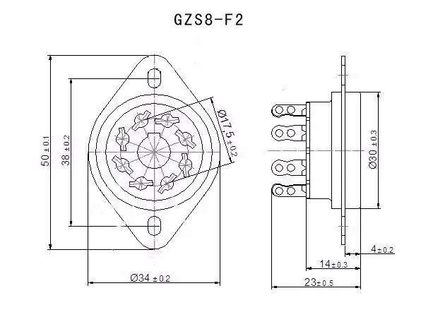 6 шт. бакелит ламповая панель GZS8-F2 8 pin на подседельную трубу рамы гнездо серебряный ног PCB для EL34 ламповый усилитель