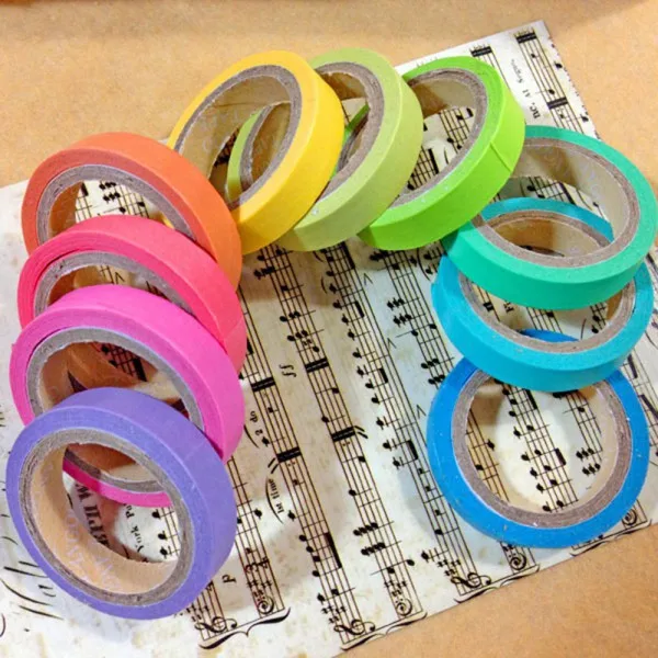 

The Newest 10x Colorful Sticky Paper Masking Adhesive Decorative Tape Scrapbooking New