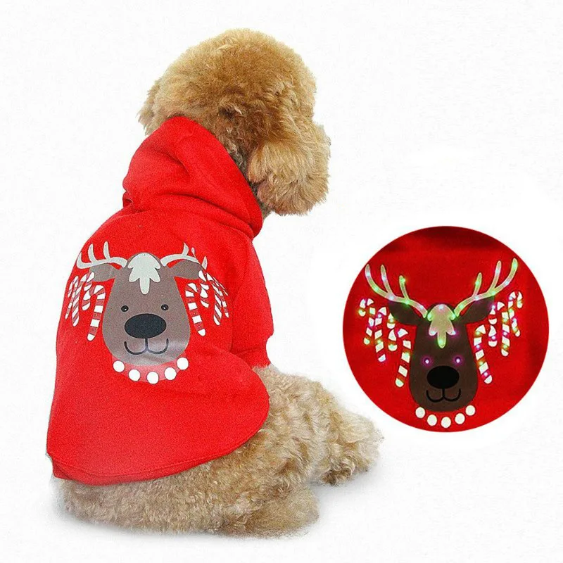 Buy XP Christmas LED Dog Hoodie Clothes Coat Winter Lighting Tree Soft Warm Pet