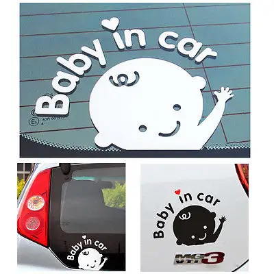 

Fashion Baby In Car SIign Waving On Board Safety Sign Cartoon Car Decal Vinyl Sticker Wall Stickers