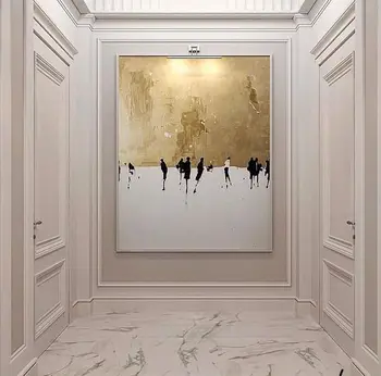 

Hand-painted High Quality Abstract Wall Art Oil Painting on Canvas Abstract gold and White Oil Painting for Living Room
