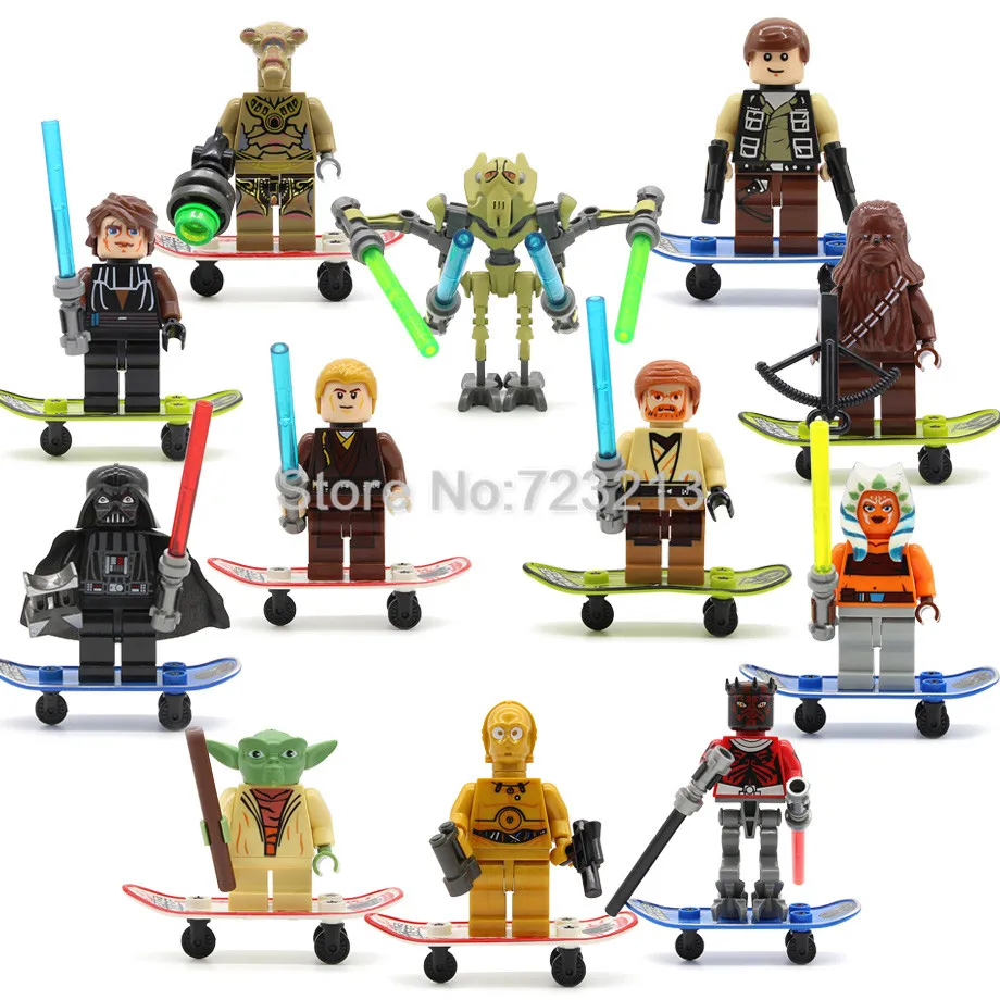 

8cm 3.5inch Figure Yoda Chewbacca Darth Vader General Grievous Obi- Wan Kenobi Building Blocks Set Model Kits Toys