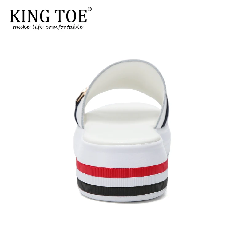 KINGTOE/женские модные шлепанцы женская обувь из натуральной кожи белые туфли