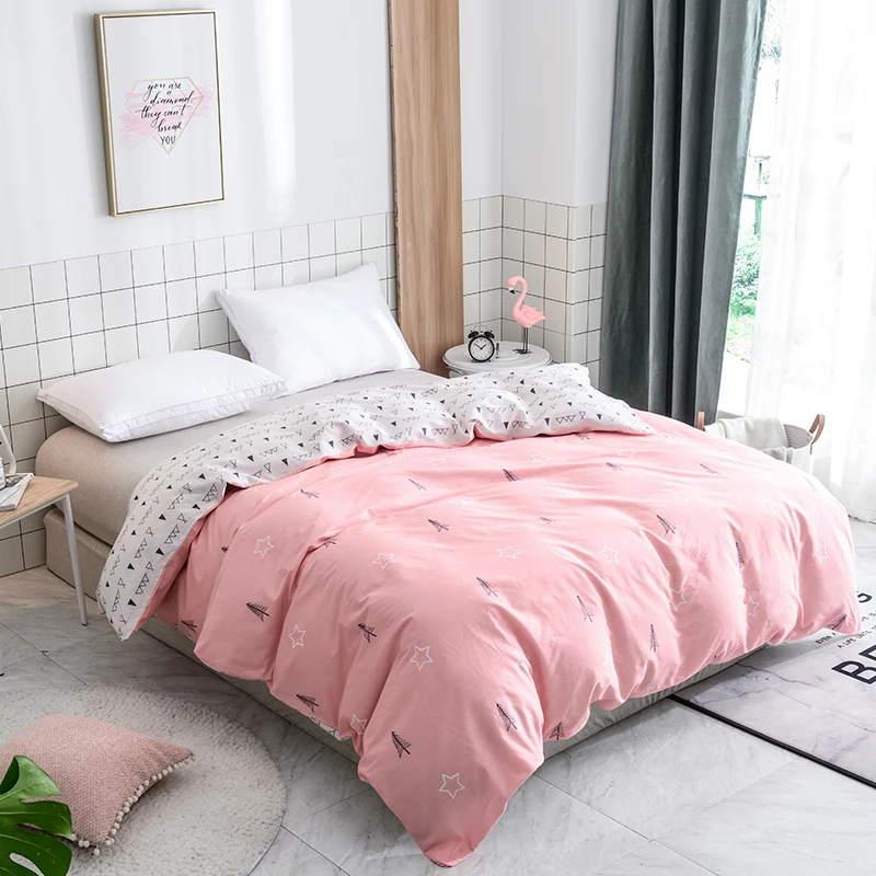 

Pink Solid Color Cartoon Tree Pattern Home Textile 1Pc Duvet Cover Tower Quilt Cover 100% Cotton Adult Summer Autumn Bedding