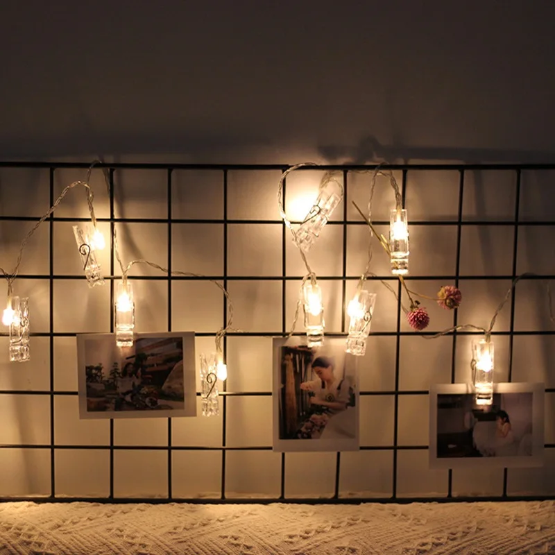 7,5 м фото клипы 50LED огни строки с режим вспышки для рождественской вечеринки Свадебные украшения дома Фея лампы Батарея питание