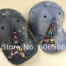 Модная Джинсовая бейсболка с Эйфелевой башней, цветная стеклянная Женская Бейсболка, женская летняя шляпа от солнца