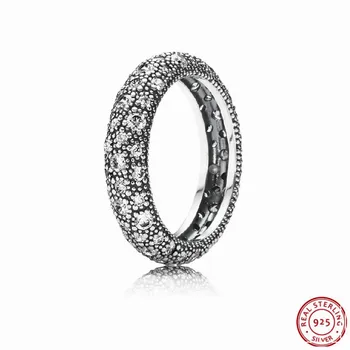 

925 Sterling Silver Cosmic Stars Stackable Rings for Women Jewelry Feature Textured Surface with Multitude of Clear CZ FLR031A