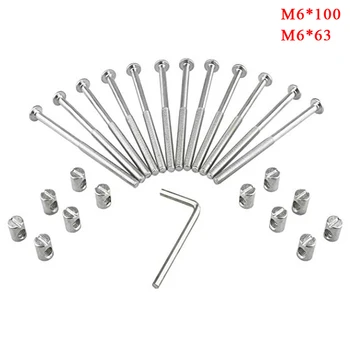 

M6 Barrel Bolt Nuts Kit Including M6 x 100 Barrel Bolts Barrel Nuts and Allen Key for Furniture Cots Beds Crib and Chair