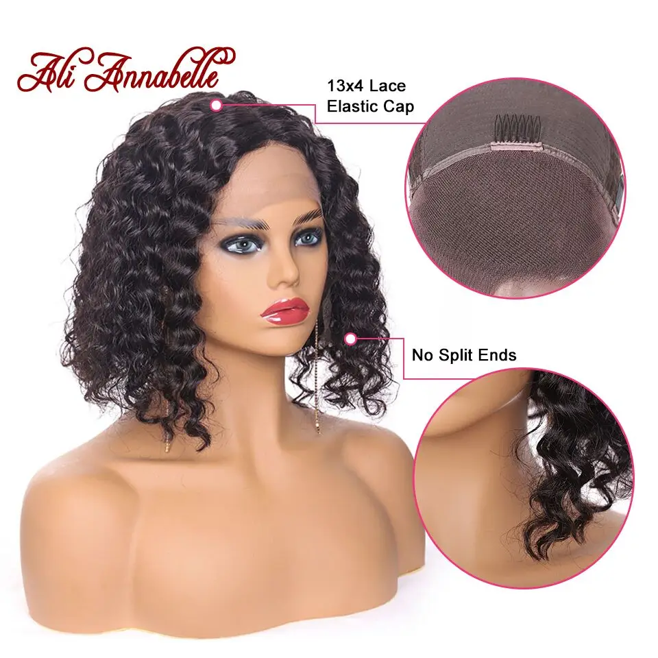 Короткие парики из натуральных волос на кружеве, бразильский глубокий волнистый парик с предварительно выщипанными волосами, 150% парик из натуральных волос для черных женщин, волосы remy