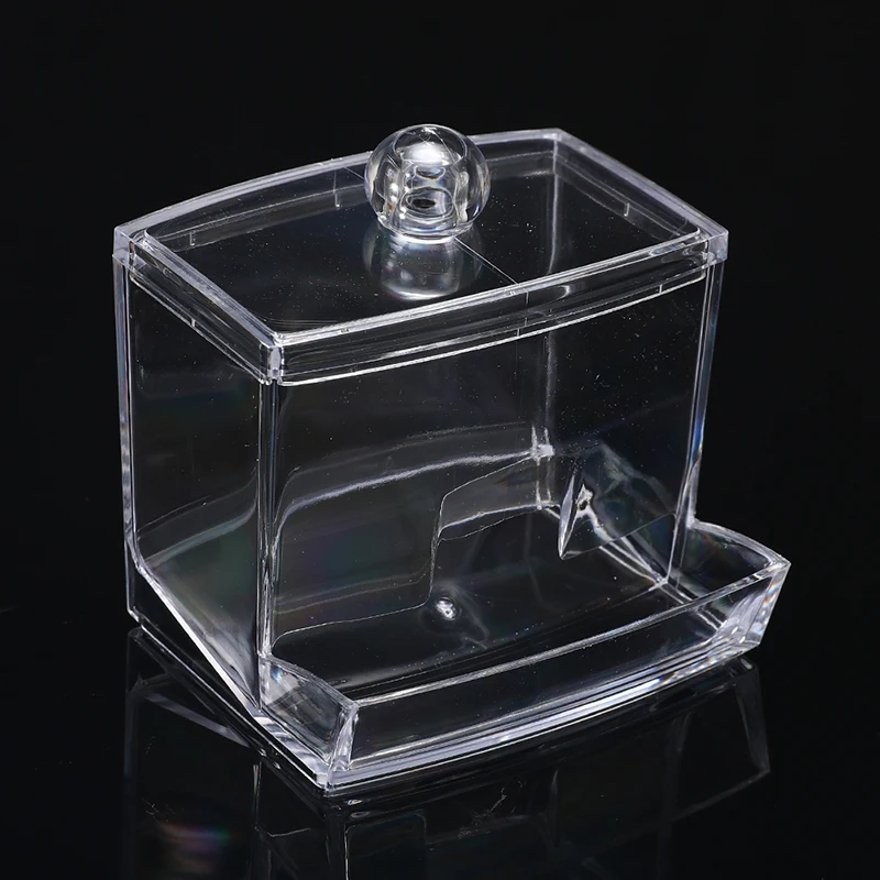 Transparent Acrylic Cotton Swab Sticks Holder Storage Box Makeup Organizer Case Portable Cotton Pads Container