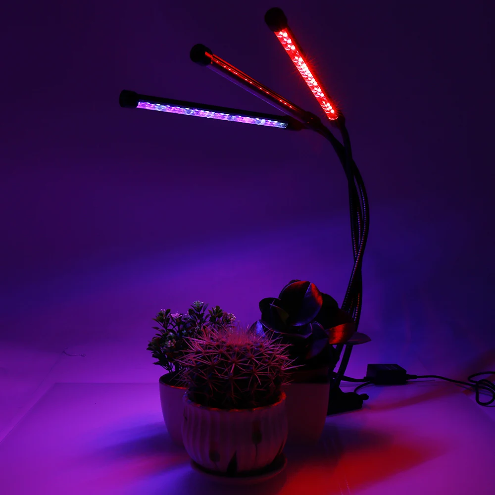 36 Вт Светодиодный светильник для выращивания растений, светодиодный светильник с двойной головкой, затемняемый свет для выращивания растений, Настольный зажим с регулируемой гусиной шеей 360 ° для помещений