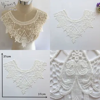 

1pcs sell New arrive White lace Fabic Embroidery Applique Neckline Lace Collar DIY Trim Clothing Craft Sewing Supplies Accessory