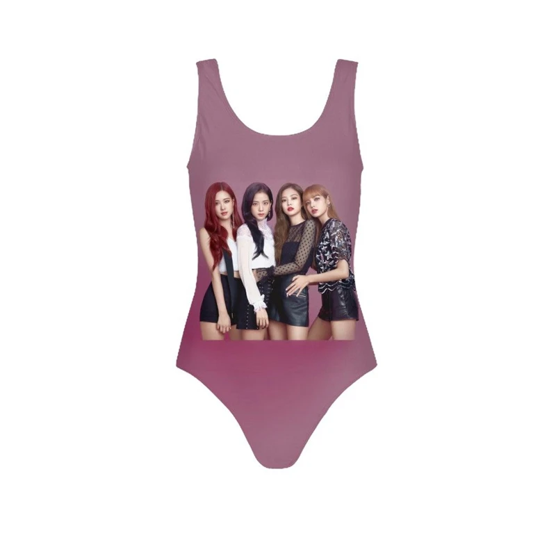 

BLACK PINK Print One-piece Swimsuit 2019 New Girls Swimwear Backless Sports Bodysuits Summer Beach Bathing Suit Micro Monokini