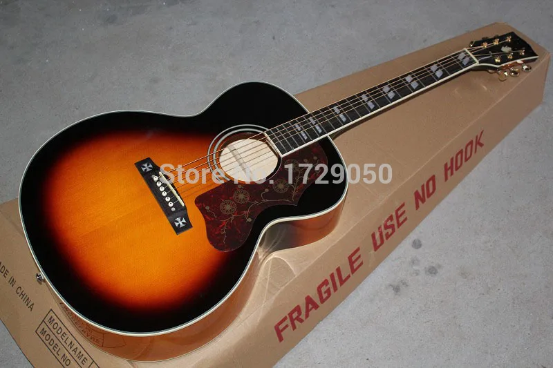 

Free shopping factory custom New Arrival Sunburst j200 Electric Acoustic Guitar with 101 EQ High Quality 1110