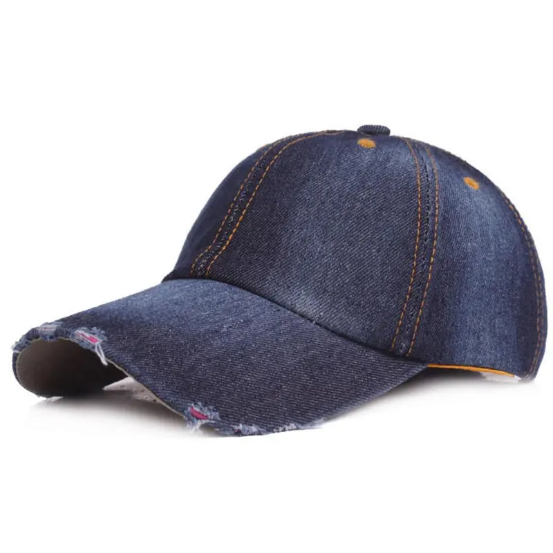 Women Men Distressed Washed Denim Baseball Caps Leisure Summer Sun