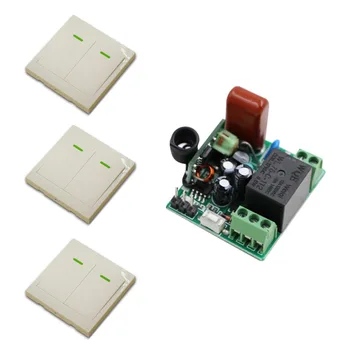 

Free Shipping 220V 1CH Radio Wireless Remote Control Switch Learning Code with 3pcsWhite Wall Pannel Transmitter On OFF New
