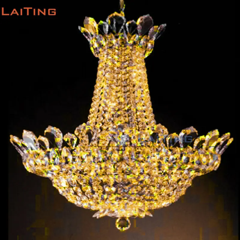 Laiting освещение современный светодиодный Кристалл серебряной ампир люстры Золотая Корона шикарная большая Хрустальная люстра