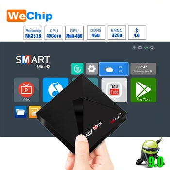 

A5X MAX Smart Android 9.0 TV Box 4K HD TV Box RK3318 Quad-Core Media Player Support 2.4G WiFi Wireless 100M LAN Set-top Box