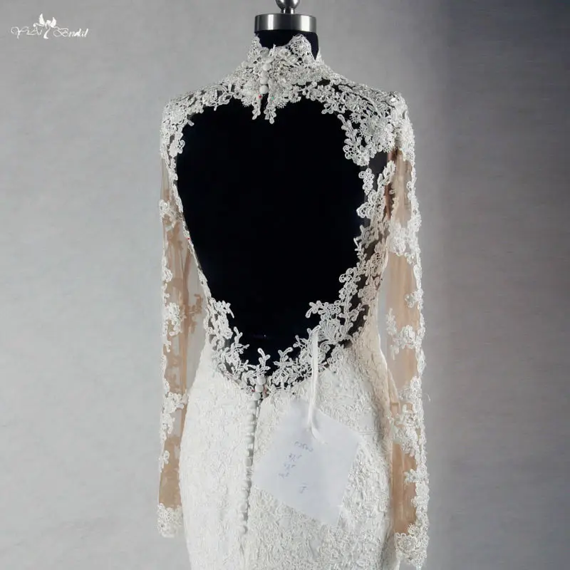 RSW1011 в форме сердца эротичное с вырезом на спине русалка длинный рукав кружева свадебное платье