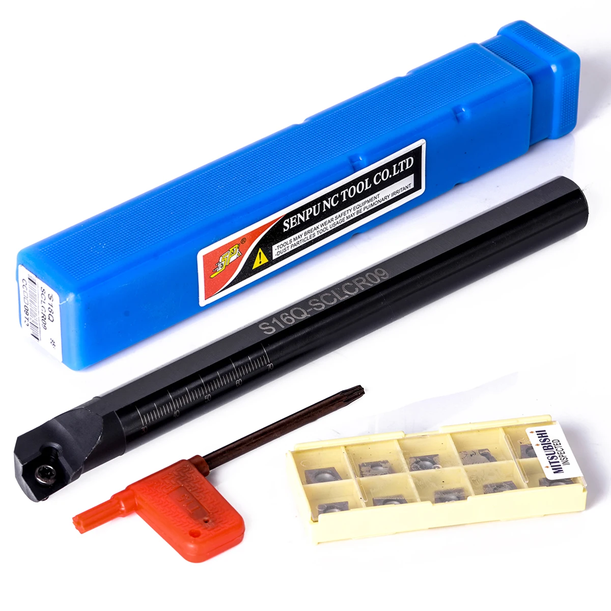

10pcs CCMT09T3 Steel Inserts + 180mm S16Q-SCLCR09 Boring Bar Lathe Turning Tool Holder with T15 Wrench For Semi-finishing