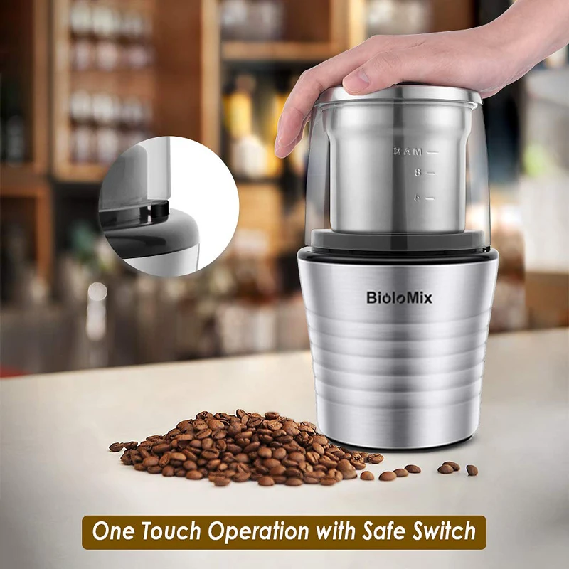 BIOLOMIX 2 в 1 электрическая кофемолка лезвие мельница маленький и компактный измельчитель автоматический влажный и Сухой шлифовальный станок прибор