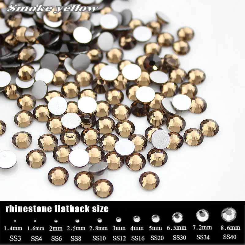 

SS3-SS30 smoked yellow rhinestone for Nail Art 1440pcs Flat back Non Hotfix Glue on Nail Art Rhinestones,Boutique and Top grade